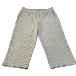 J.Jill Petite Cotton Gauze Pull On Crop Pants Beige Neutral Large Petite